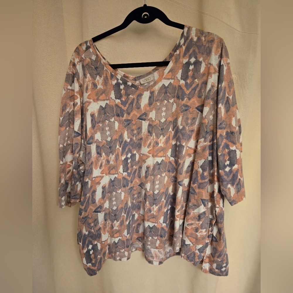 Logo Women's Abstract Print Top - Multicolor